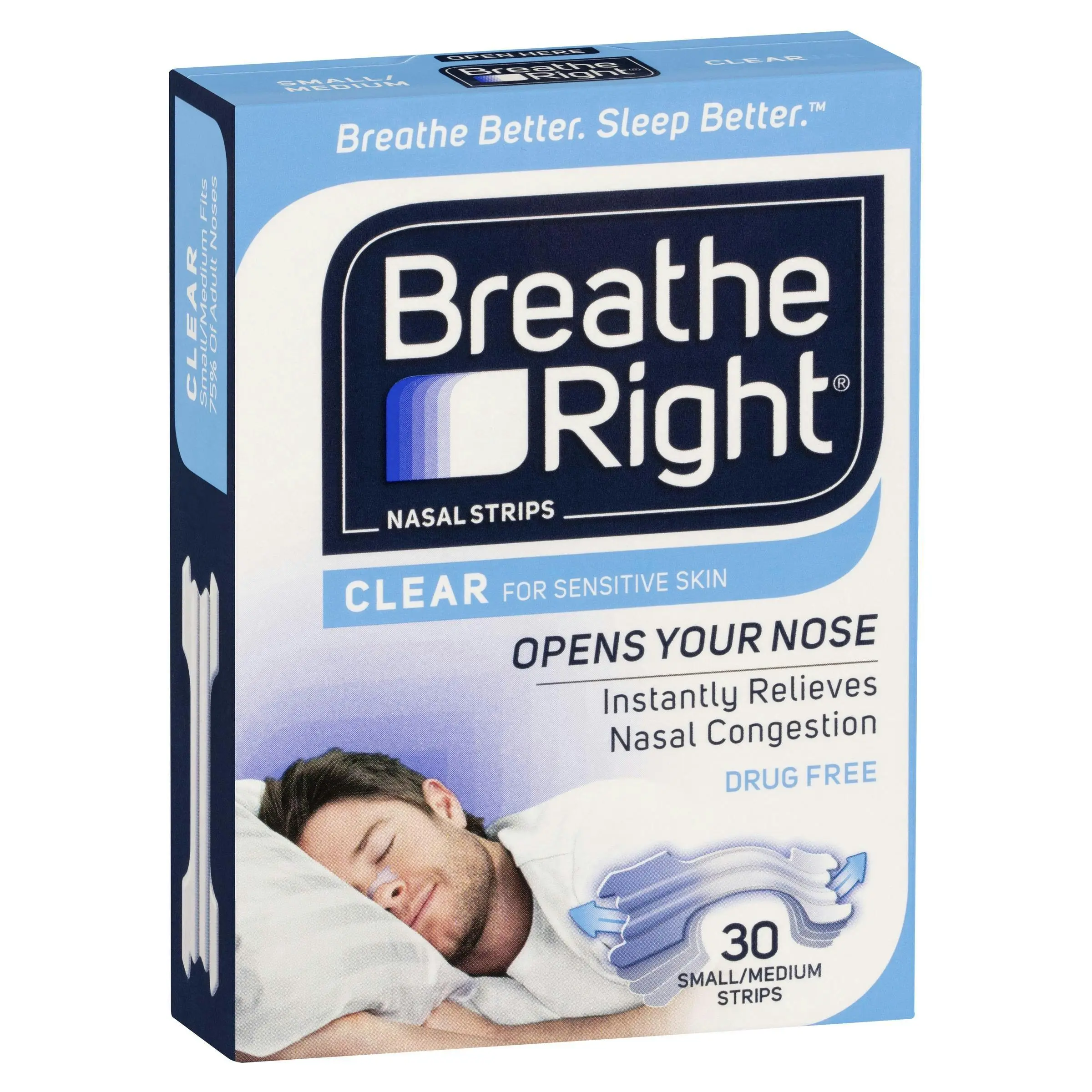 Breathe Right Nasal Strips Clear Regular 30 Strips - Health