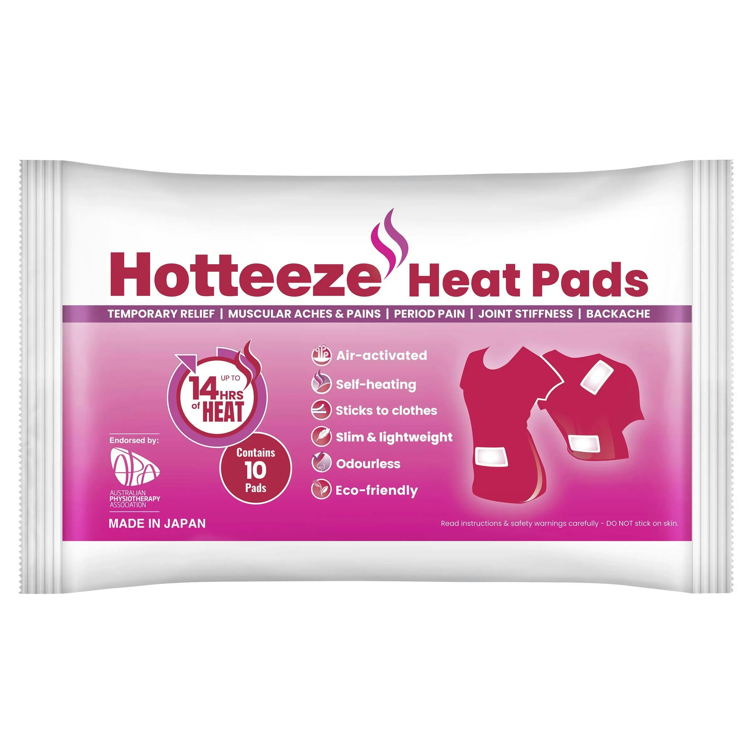Hotteeze Heat Pads Pain Relief Patches 10 Pack - Health