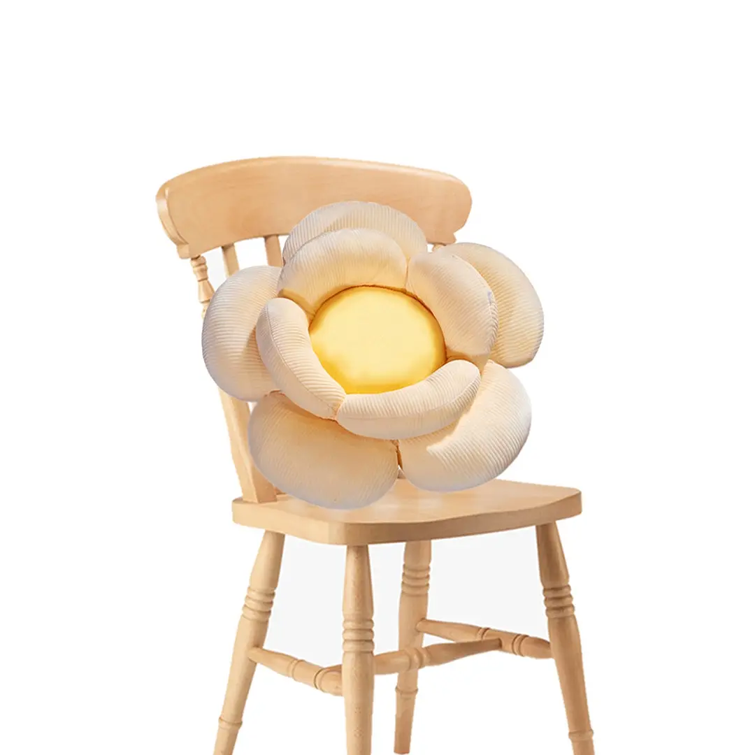 SOGA Beige Double Flower Shape Cushion Soft Bedside Floor Plush Pillow Home Decor - Home & Garden