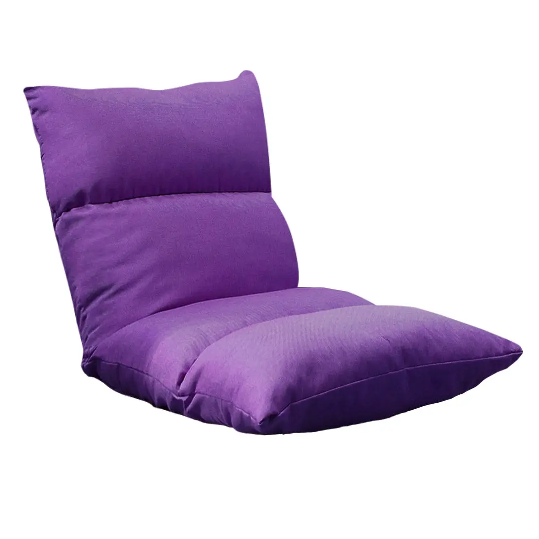 SOGA Lounge Floor Recliner Adjustable Lazy Sofa Bed Folding Game Chair Purple - Furniture