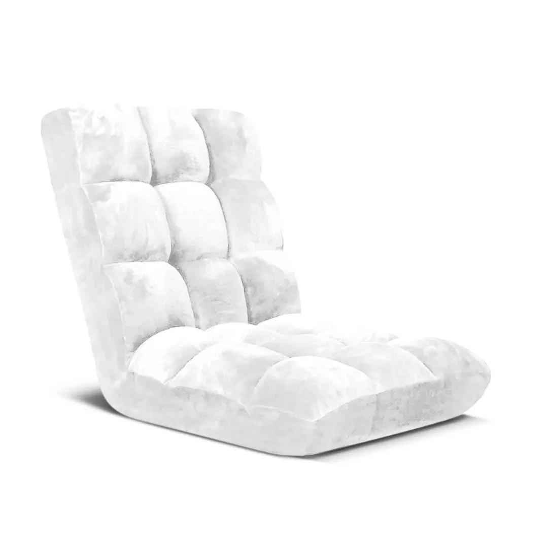 SOGA Floor Recliner Folding Lounge Sofa Futon Couch Folding Chair Cushion White - Furniture