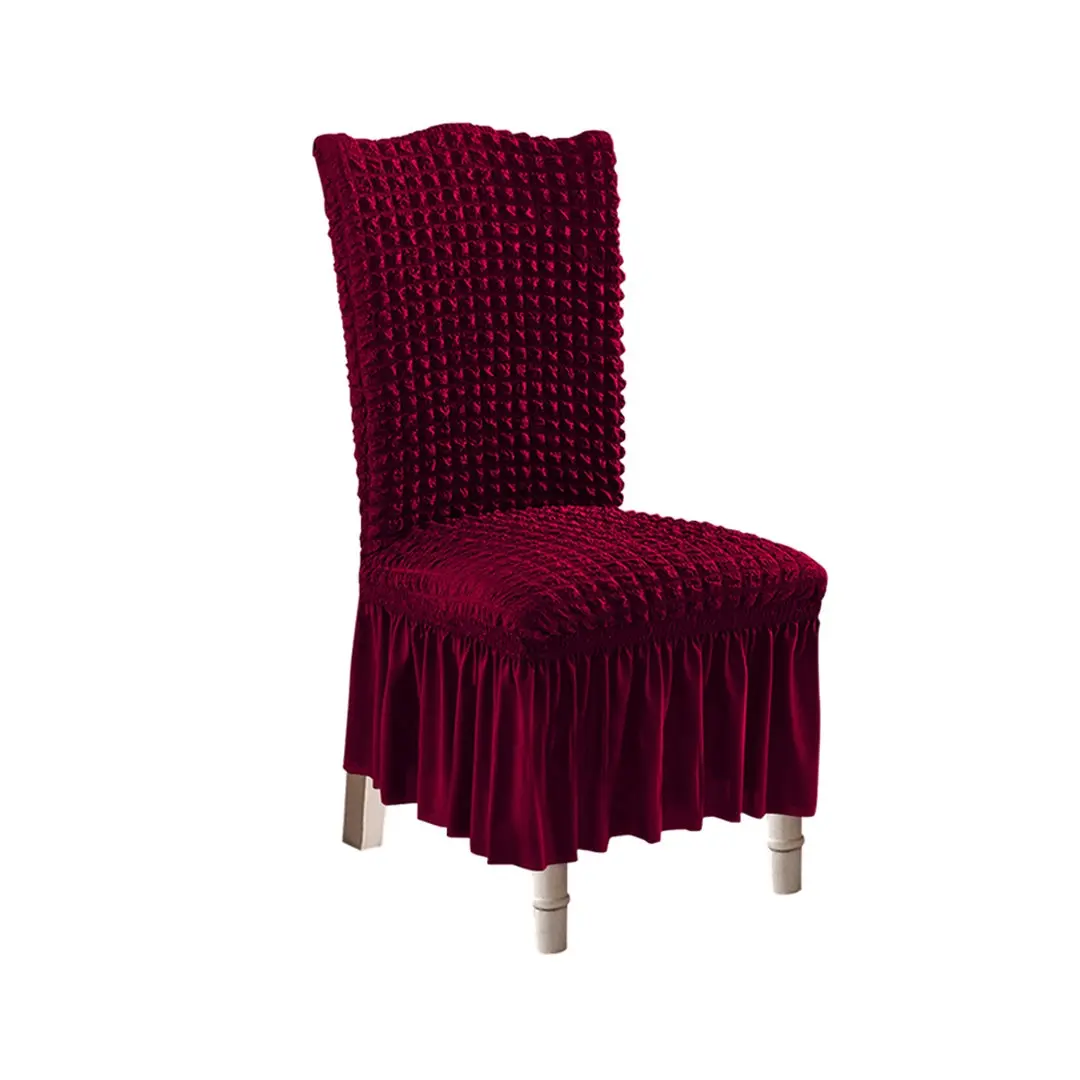 SOGA Burgundy Chair Cover Seat Protector with Ruffle Skirt Stretch Slipcover Wedding Party Home Decor - Home & Garden