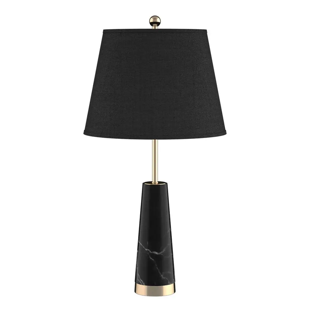 SOGA 68cm Black Marble Bedside Desk Table Lamp Living Room Shade with Cone Shape Base - Home & Garden