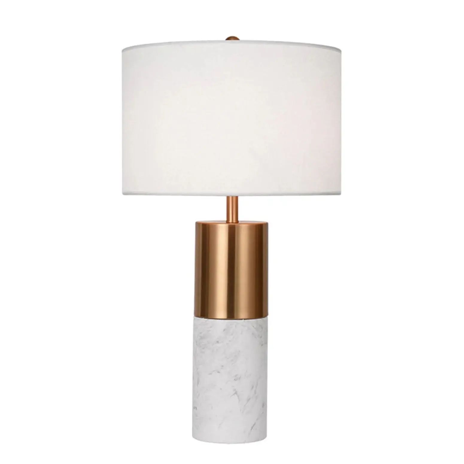 SOGA 60cm White Marble Bedside Modern Desk Table Lamp Living Room Shade with Cylinder Base - Home & Garden
