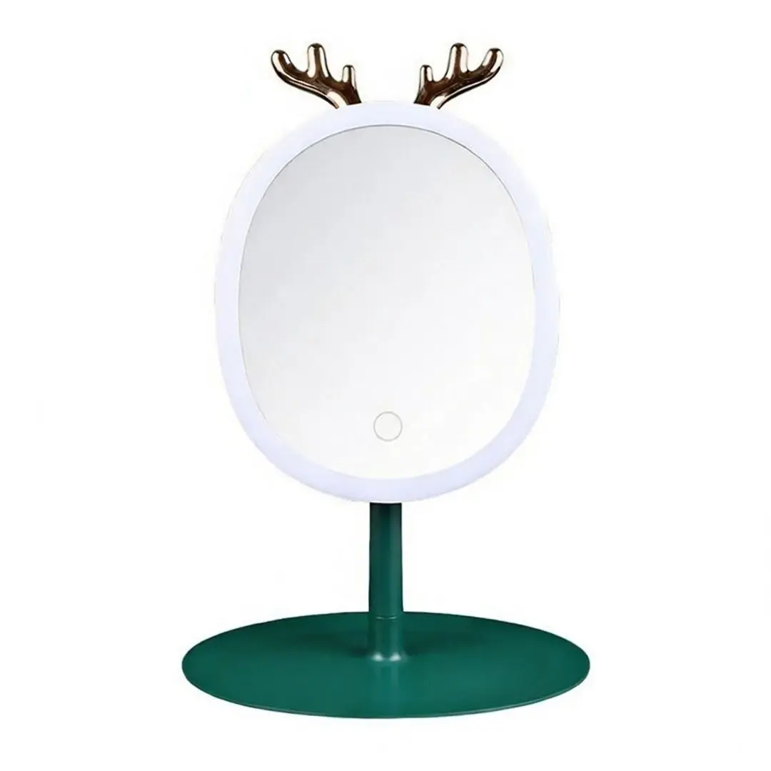 SOGA Green Antler LED Light Makeup Mirror Tabletop Vanity Home Decor - Furniture