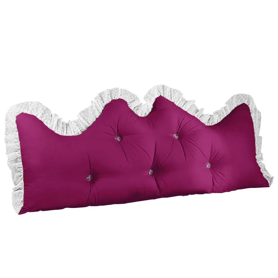 SOGA 150cm Burgundy Princess Bed Pillow Headboard Backrest Bedside Tatami Sofa Cushion with Ruffle Lace Home Decor - Home & Garden
