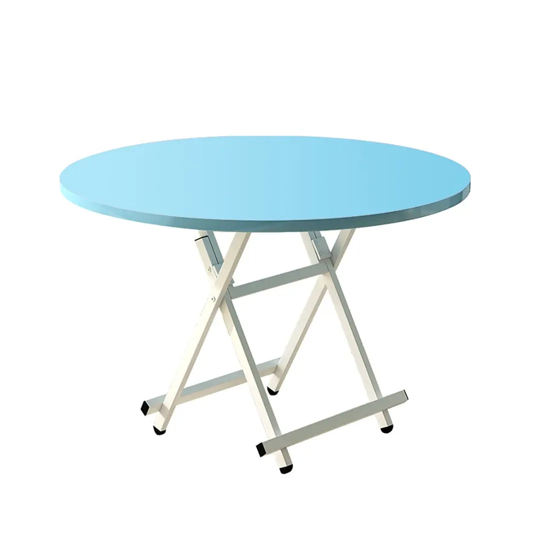 SOGA Blue Dining Table Portable Round Surface Space Saving Folding Desk Home Decor - Furniture