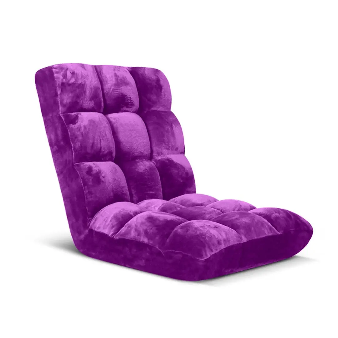 SOGA Floor Recliner Folding Lounge Sofa Futon Couch Folding Chair Cushion Purple - Furniture