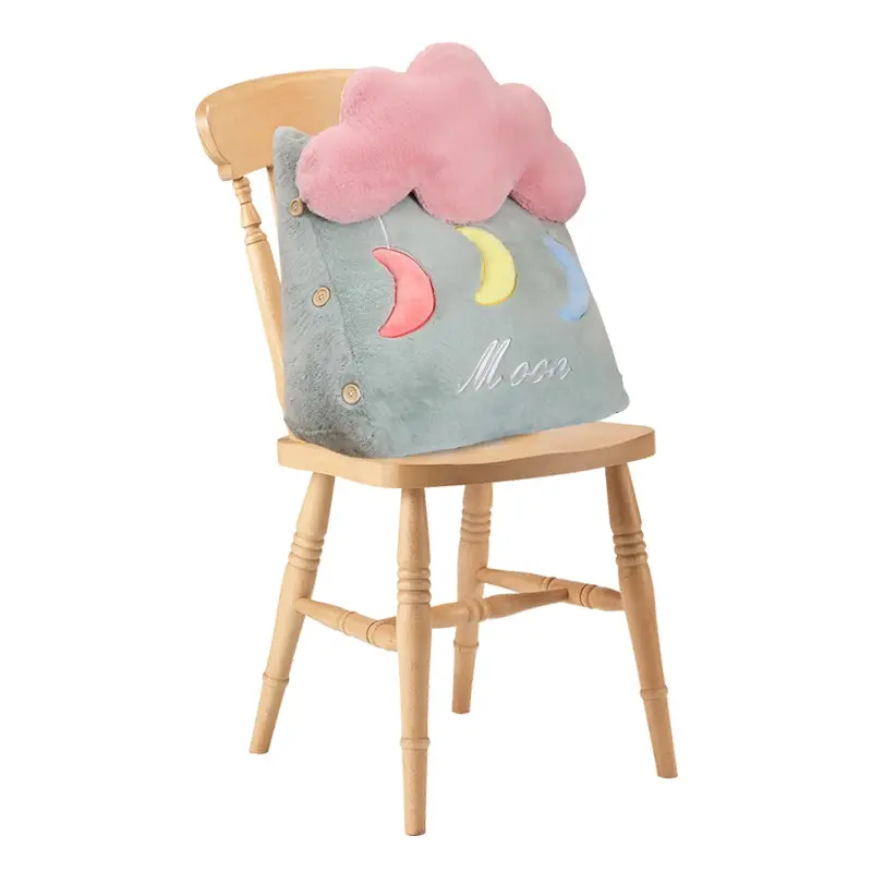 SOGA Green Cute Moon Cloud Cushion Soft Leaning Lumbar Wedge Pillow Bedside Plush Home Decor - Home & Garden
