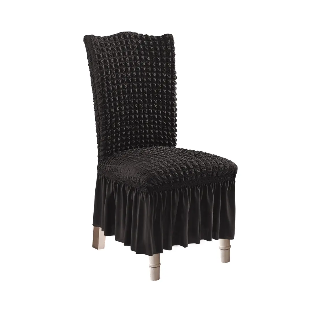 SOGA Black Chair Cover Seat Protector with Ruffle Skirt Stretch Slipcover Wedding Party Home Decor - Home & Garden