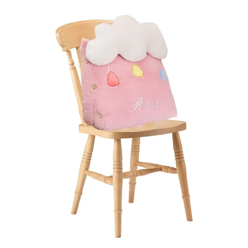 SOGA Pink Cute Rain Cloud Cushion Soft Leaning Lumbar Wedge Pillow Bedside Plush Home Decor - Home & Garden