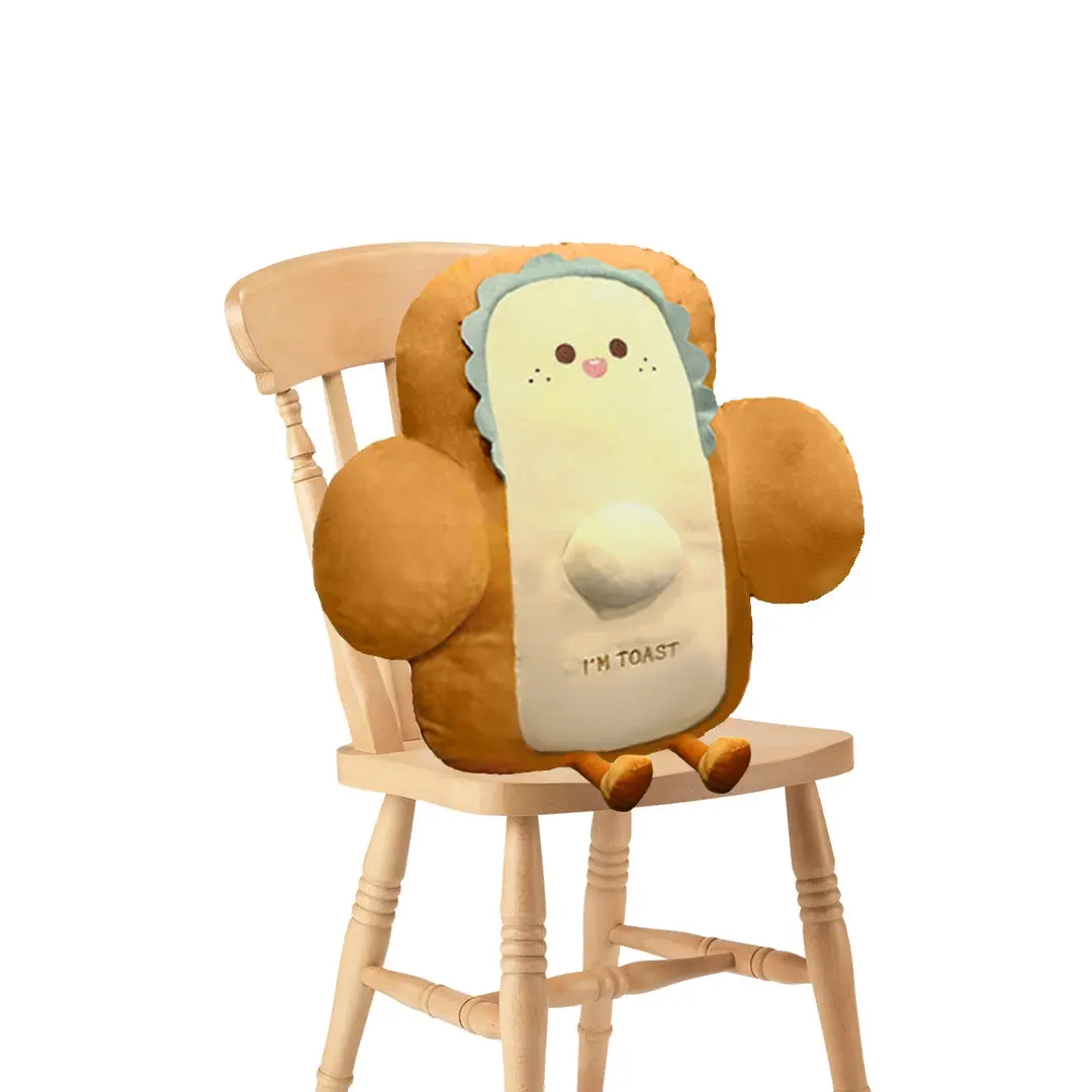 SOGA 48cm Cute Face Toast Bread Cushion Stuffed Car Seat Plush Cartoon Back Support Pillow Home Decor - Home & Garden