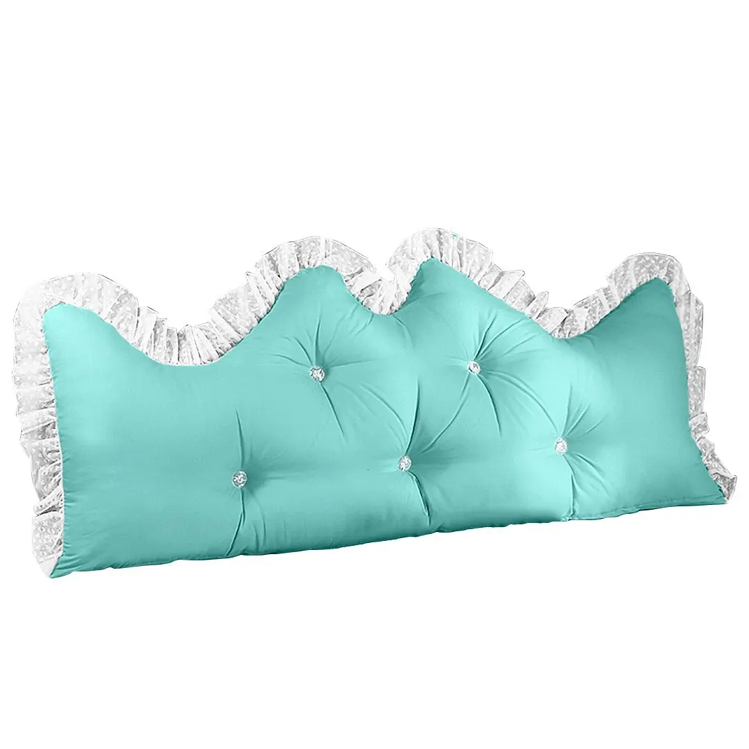SOGA 150cm Light Blue Princess Bed Pillow Headboard Backrest Bedside Tatami Sofa Cushion with Ruffle Lace Home Decor - Home & Garden