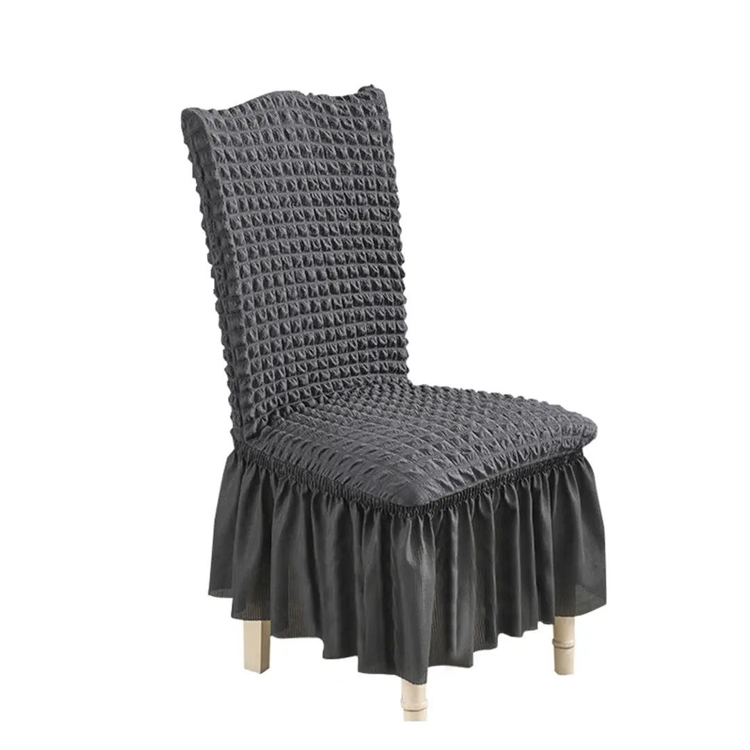 SOGA Dark Grey Chair Cover Seat Protector with Ruffle Skirt Stretch Slipcover Wedding Party Home Decor - Home & Garden