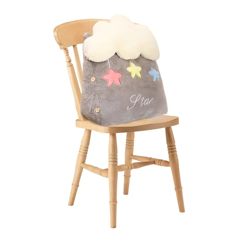 SOGA Grey Cute Star Cloud Cushion Soft Leaning Lumbar Wedge Pillow Bedside Plush Home Decor - Home & Garden