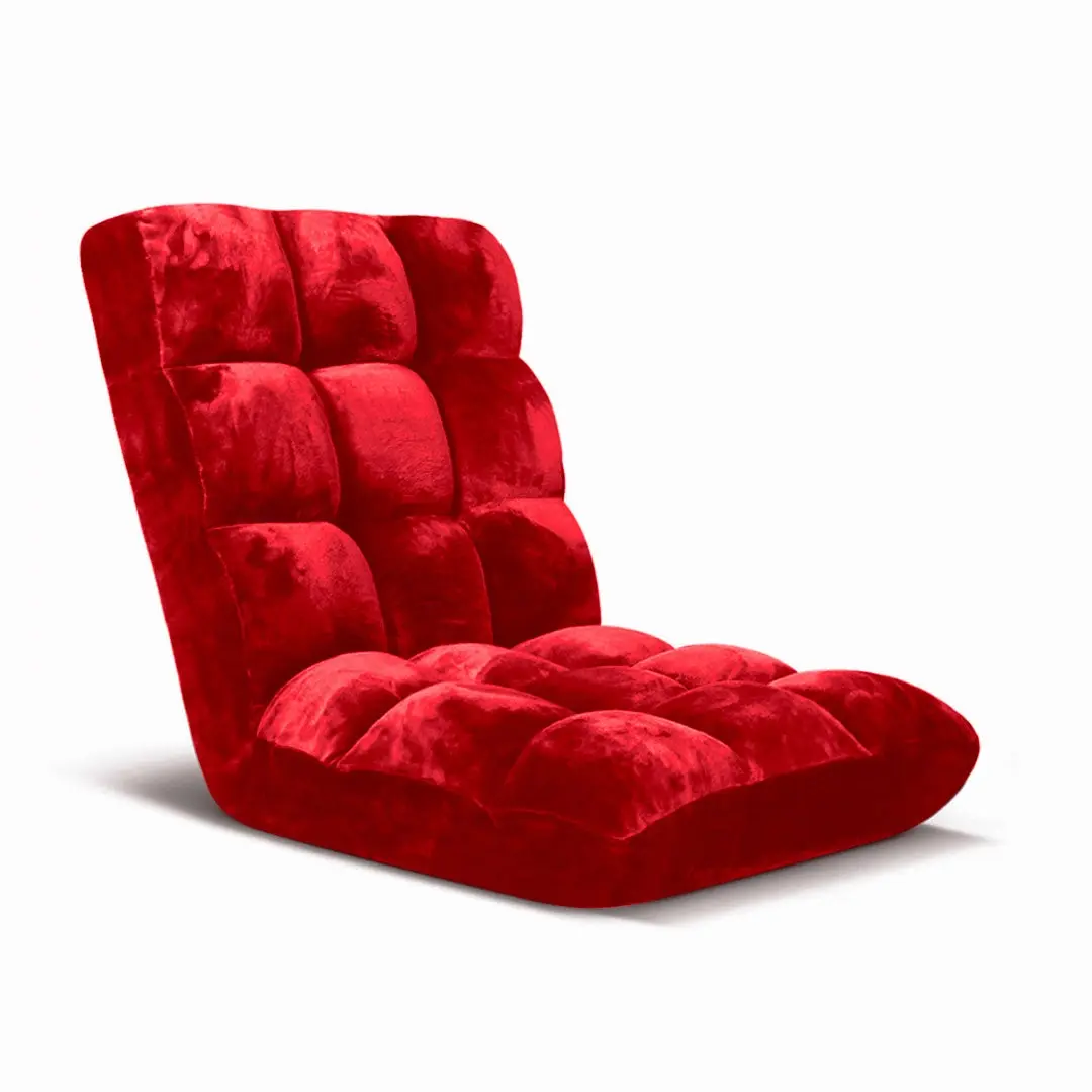 SOGA Floor Recliner Folding Lounge Sofa Futon Couch Folding Chair Cushion Red - Furniture