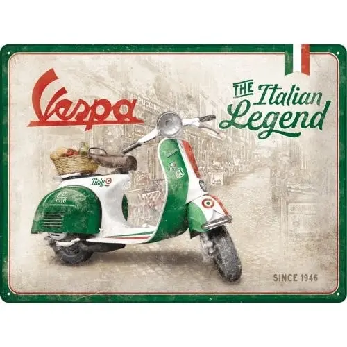 Nostalgic Art Vespa Italian Legend 30x40cm Large Metal Tin Sign Home Wall Decor - Home & Garden