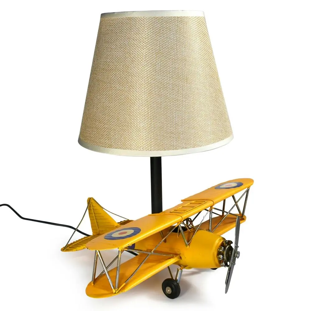 Auto Petit USB LED Desk Lamp Curtis Jenny Plane 29x33cm Retro Home Décor Yellow - Home & Garden