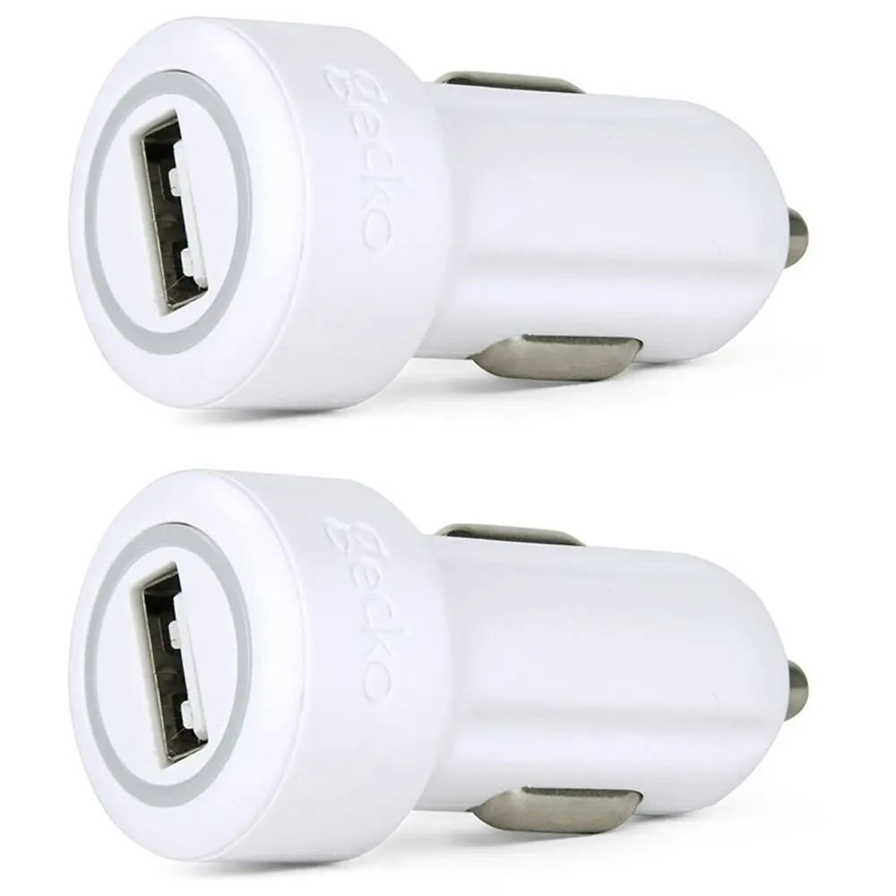 2x Gecko Smart 2.4A USB Car Charger for Smartphones GPS Tablet Dash Camera White - Electronics