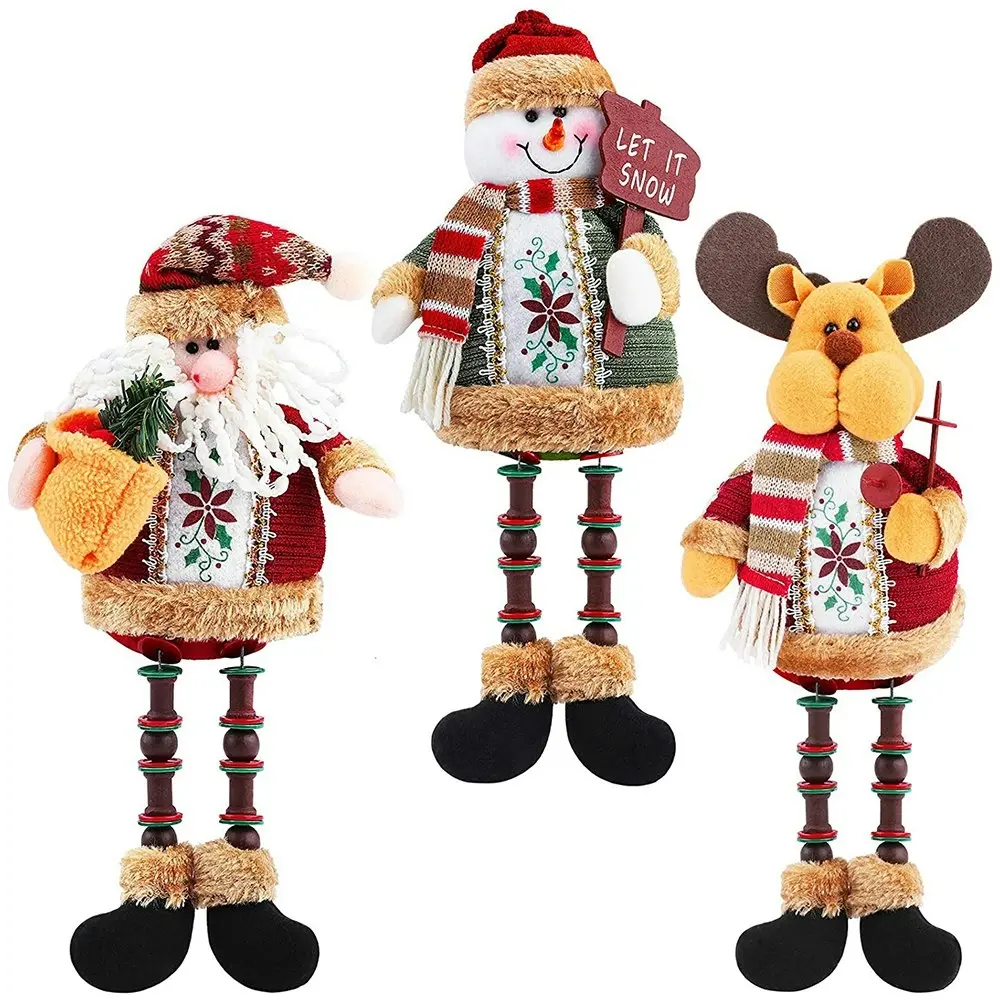 3 Pack Christmas Ornament Long Legs Sitting Table Dolls Decorations - Home & Garden