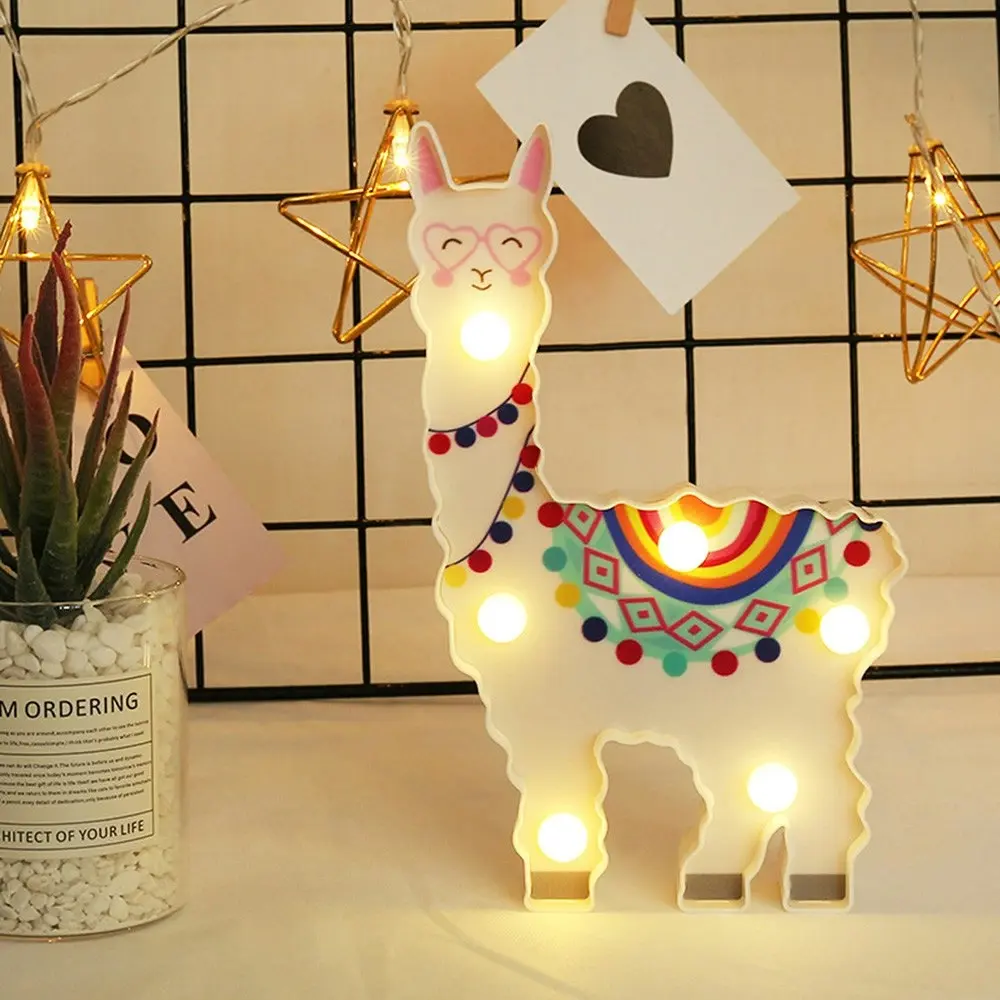 Alpaca Night Light LED Decorative Hanging Night Light Cute Animal Modeling Light - Home & Garden