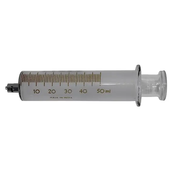 Livingstone Glass Syringe 50ml Luer Lock Metal Tip Eccentric Off Centre - Commercial