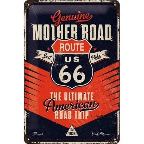 Nostalgic Art 20x30cm Metal Wall Hanging Sign Route 66 Ultimate Road Trip Decor - Home & Garden