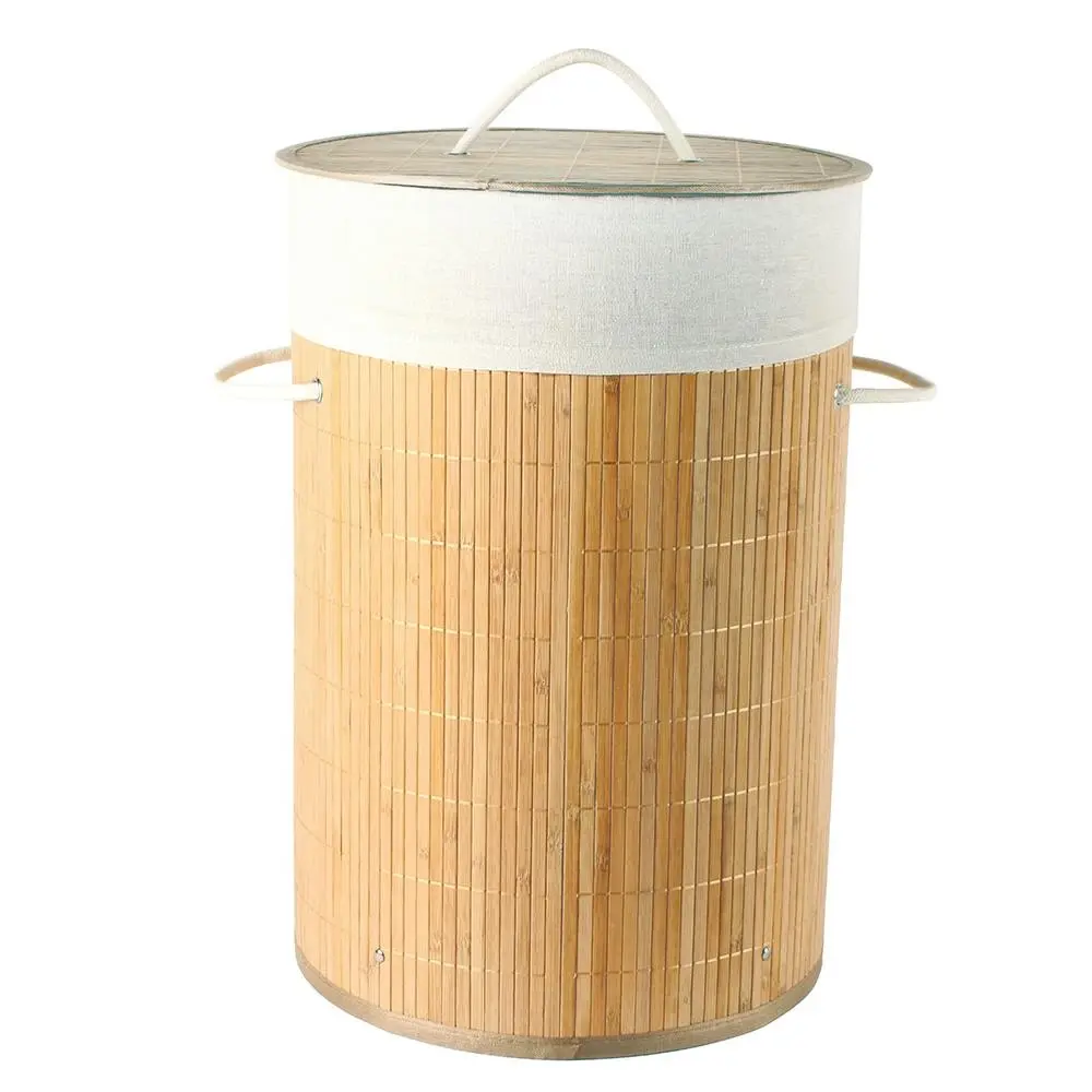 Maine & Crawford Kalib 60x38cm Bamboo Laundry Basket Storage w/ Lining Natural - Home & Garden