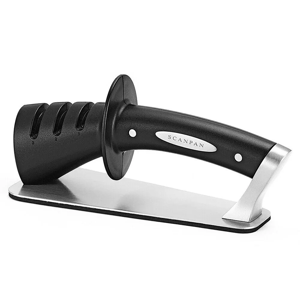 Scanpan Classic Pull Thru 3 Step Knife Sharpener | Blade Knives Scissors - Home & Garden