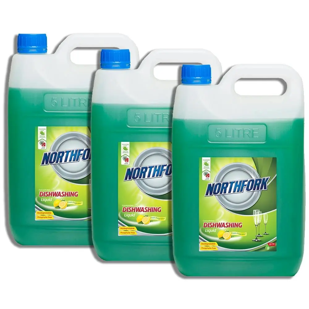 3x Northfork 5L Biodegradeable GECA Dishwashing Dishes Concentrate Liquid/Soap - Home & Garden