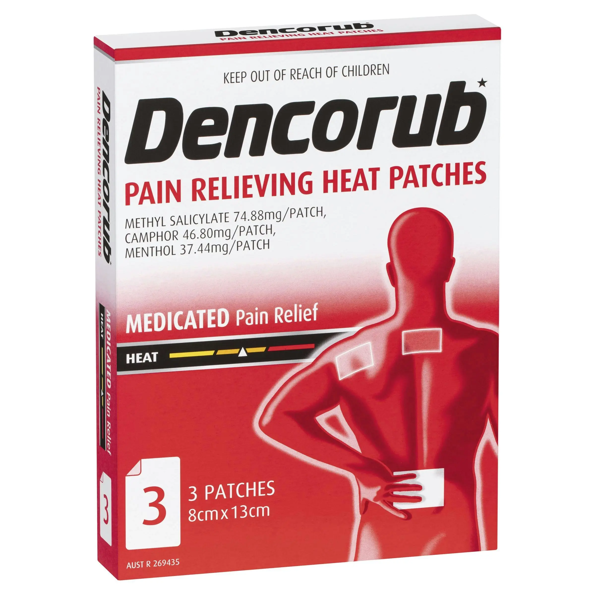 Dencorub Pain Relieving Heat Patch 3 Pack - Health