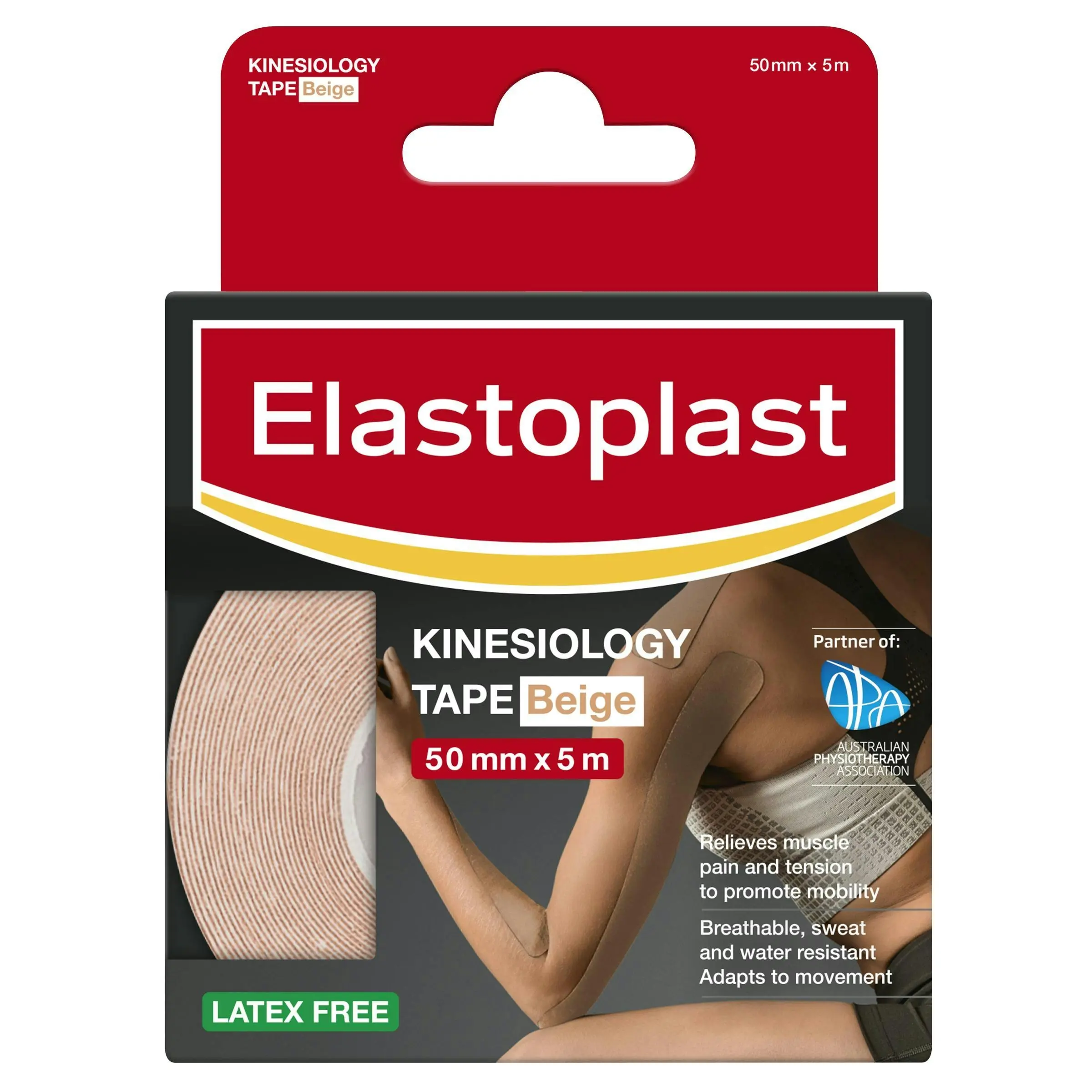 Elastoplast Kinesiology Tape (Beige) 50mm x 5m - Health