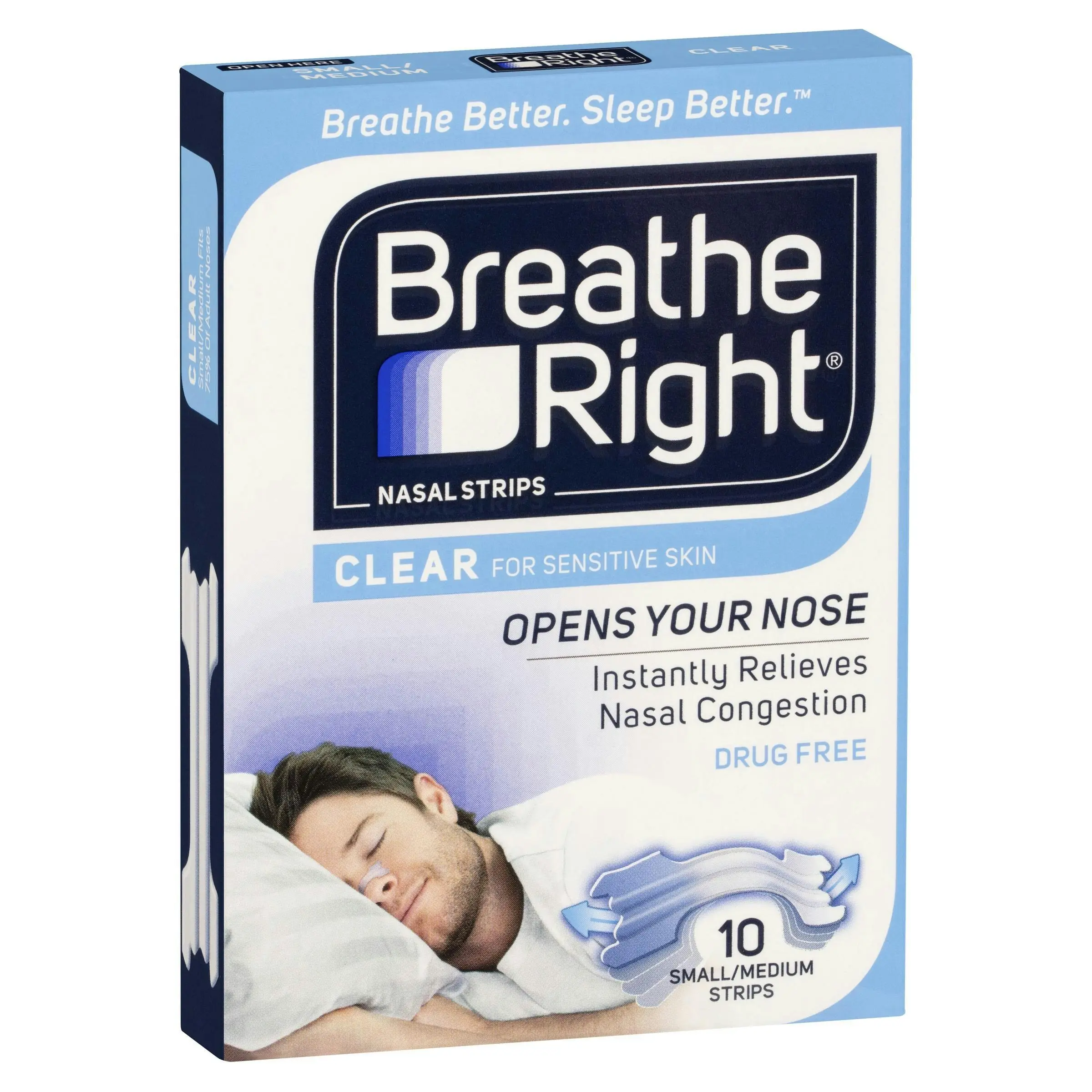 Breathe Right Nasal Strips Clear Regular 10 Strips - Health