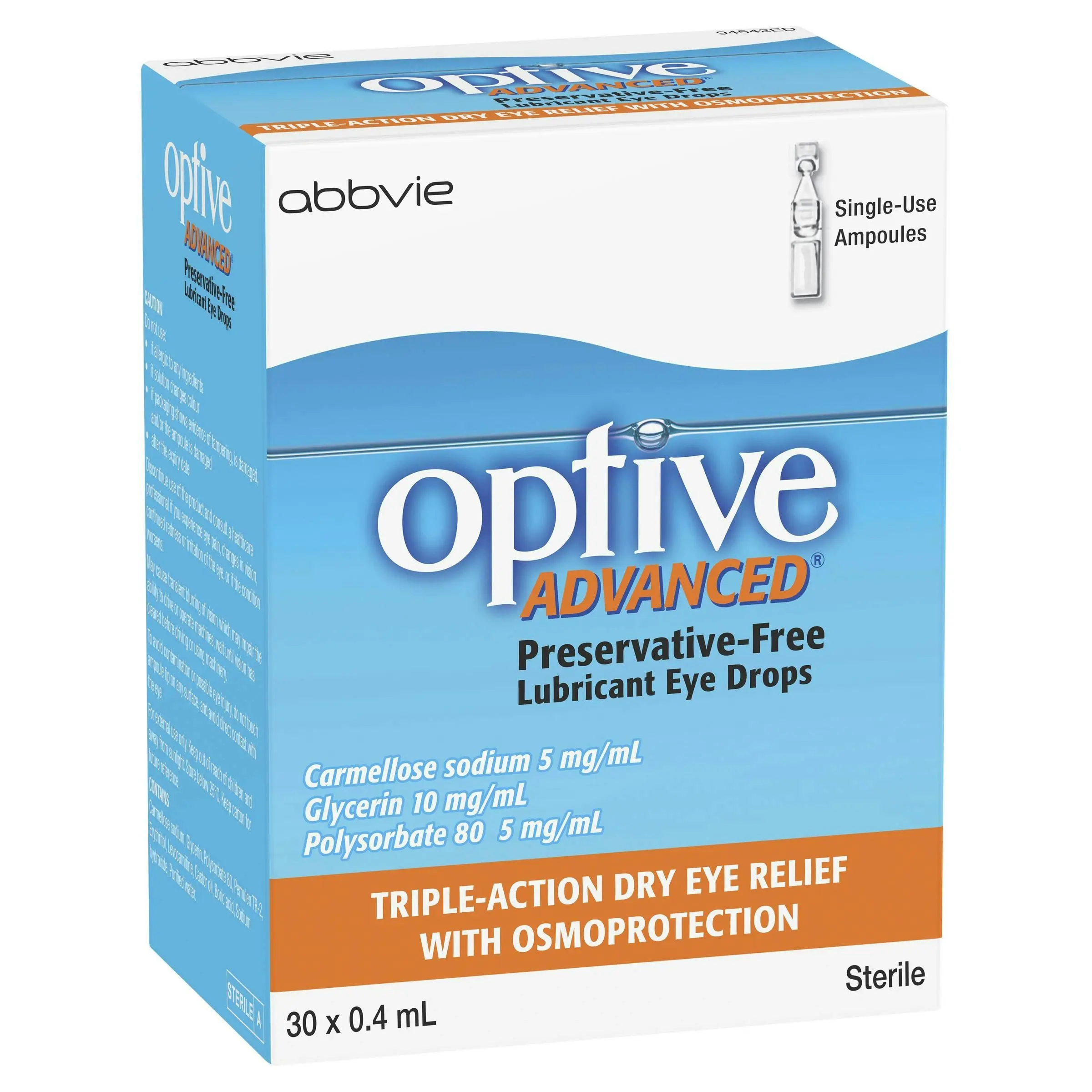 OPTIVE Advanced Lubricant Eye Drops 30 x 0.4mL - Health