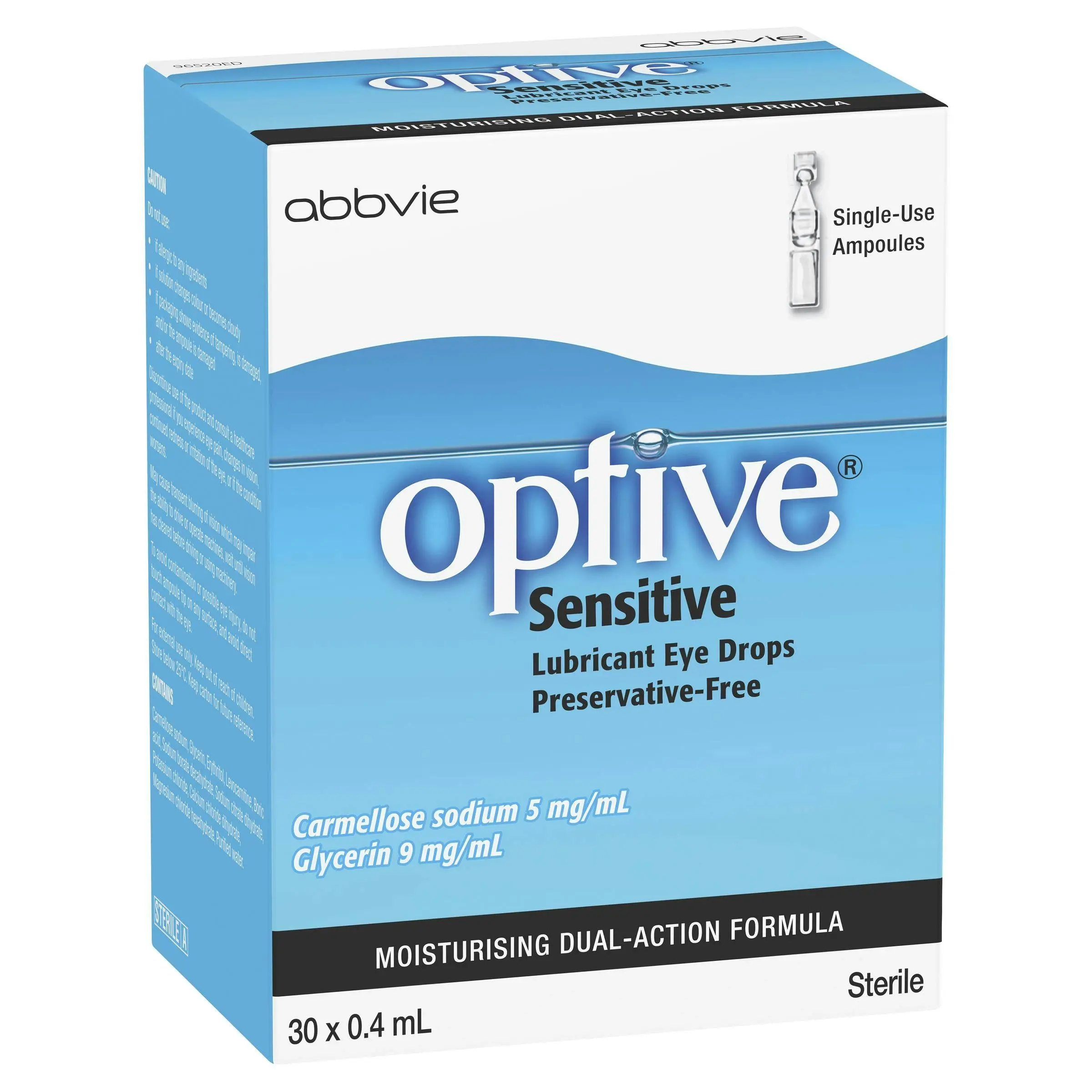 OPTIVE Sensitive Lubricant Eye Drops 30 x 0.4 mL - Health