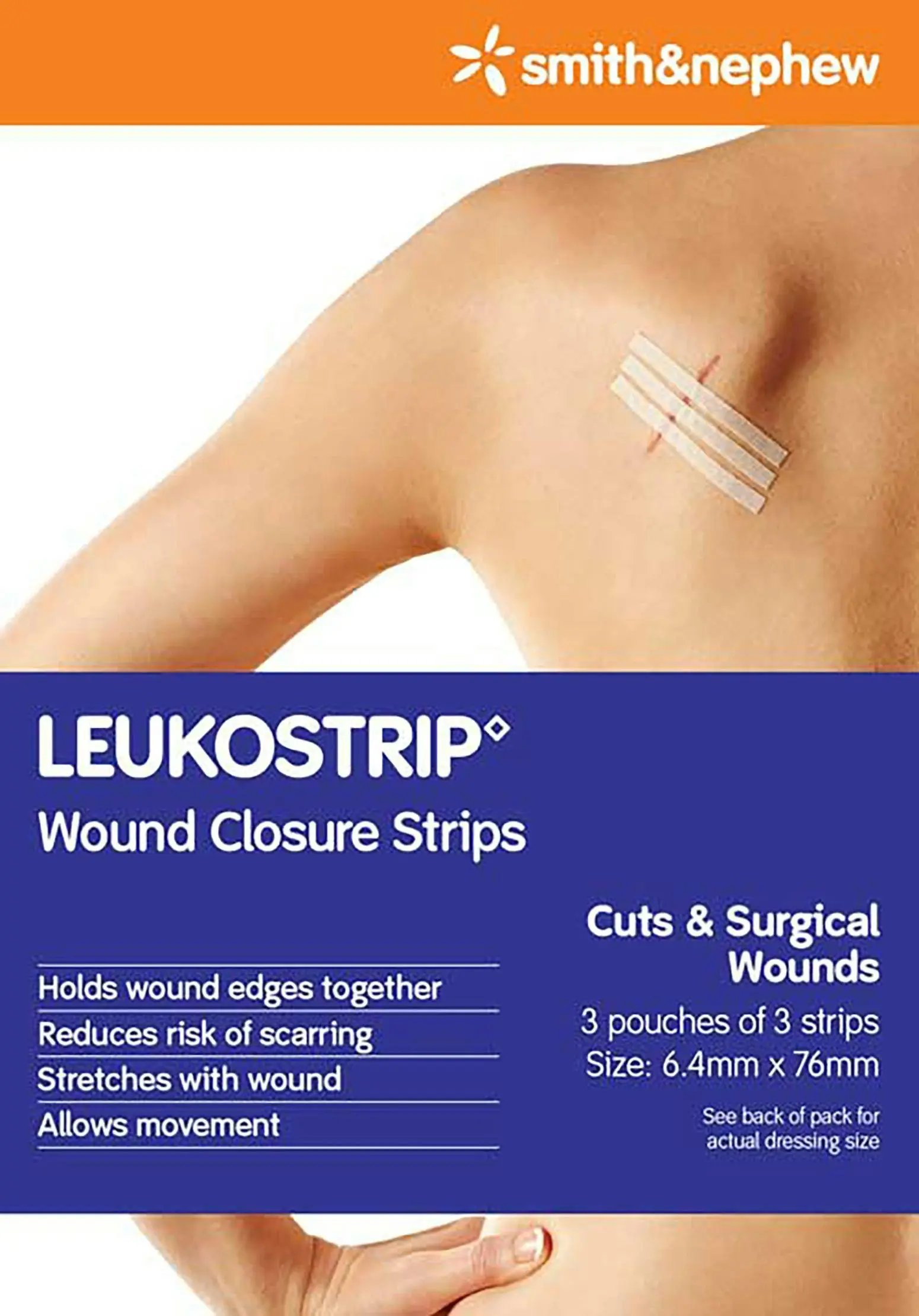 Leukostrip Wound Closure Strips 6.4 x 76mm 3 Pack - Health