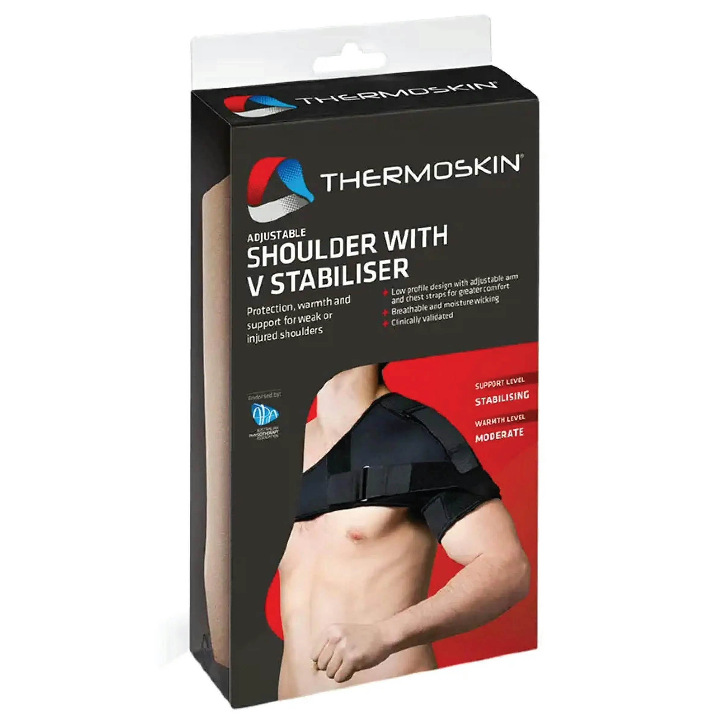 Thermoskin Adjustable Shoulder Support with Stabiliser One Size - Health