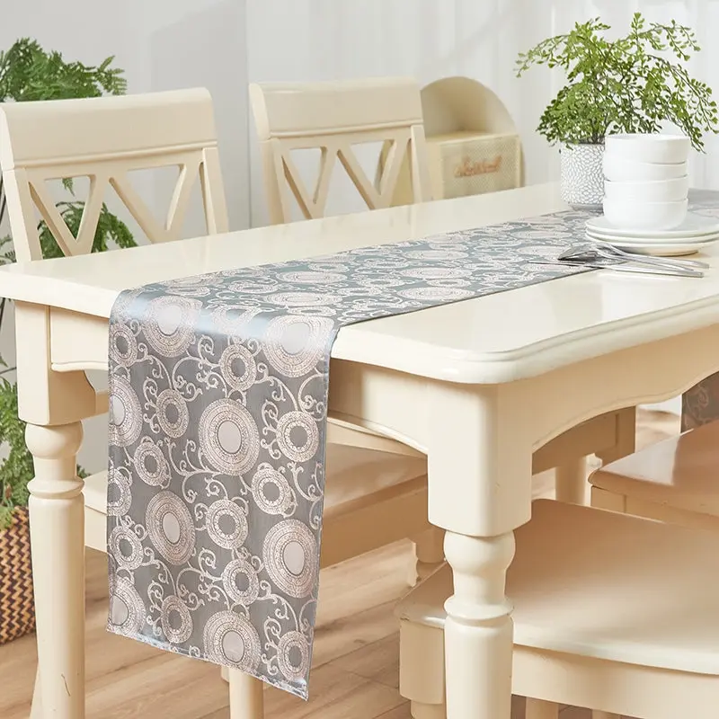 Premium Quality Sateen Jacquard Dining Table Runner 220x32cm - Home & Garden