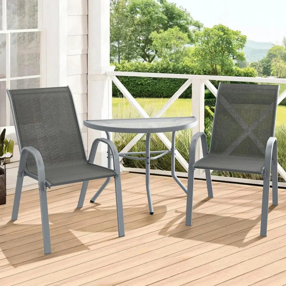 Alfordson 3PCS Outdoor Furniture Patio Table and Chairs Garden Bistro Set Grey - Up to 65% off Outdoor Furniture