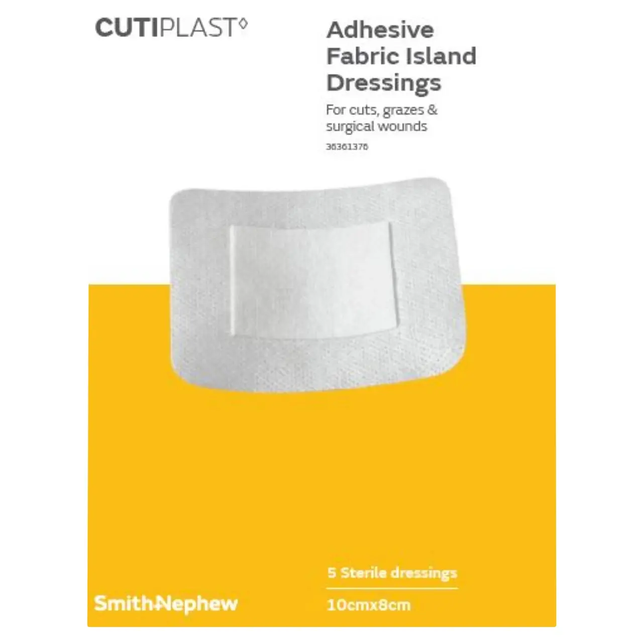 Cutiplast Adhesive Fabric Dressings 10cm x 8cm 5 Dressings - Health