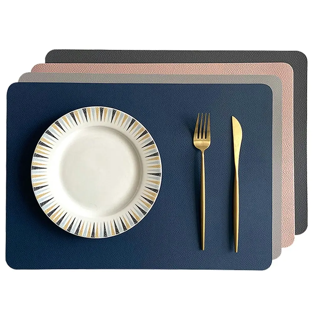 Set of 4 PU Leather Placemats for Dining Table Double-Sided Kitchen Table Mats
