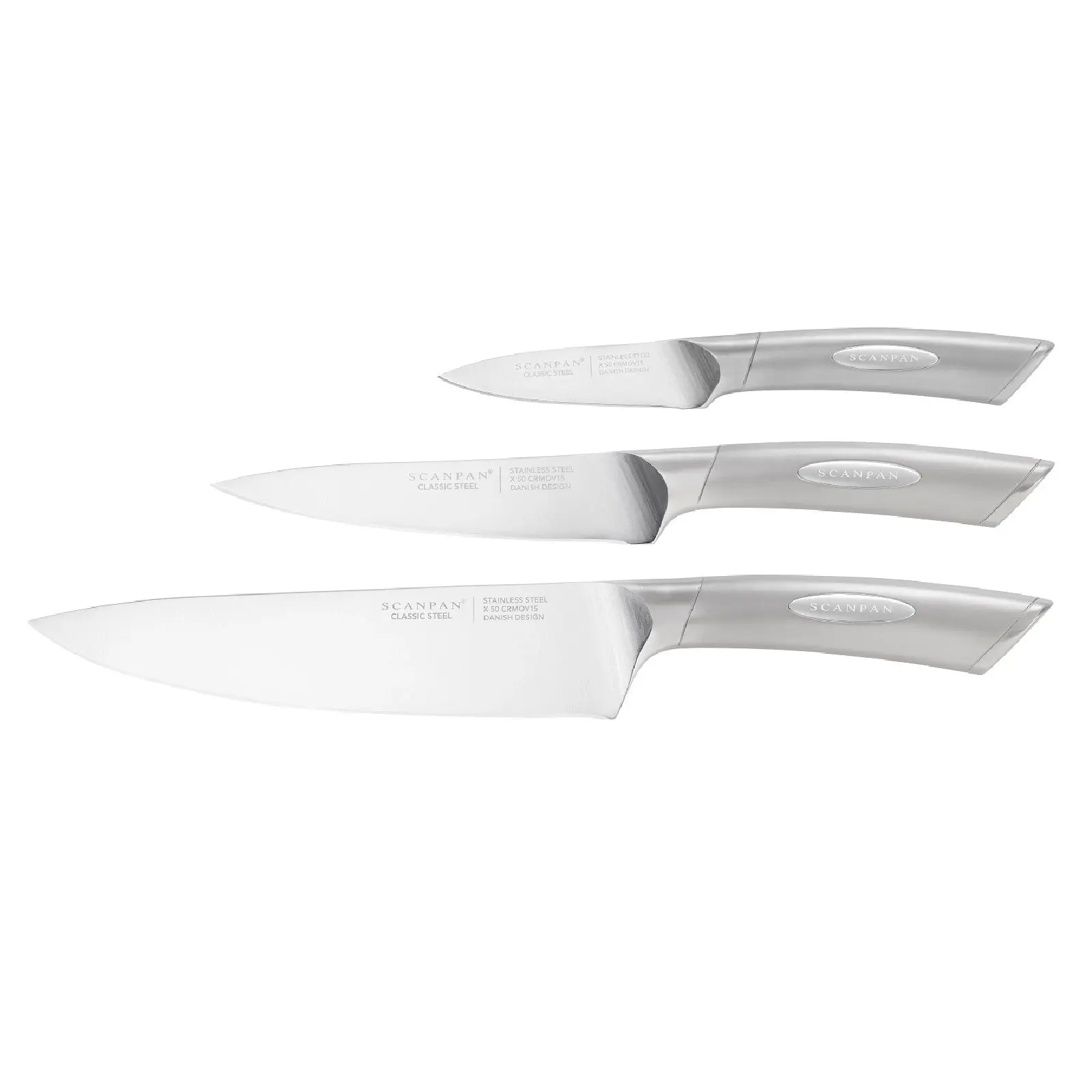 SCANPAN CLASSIC STEEL 3 PIECE CHEFS KNIFE SET - Home & Garden