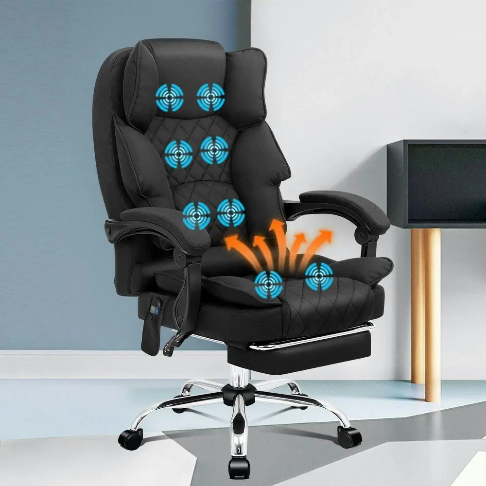 Alfordson Massage Office Chair Heated Seat Fabric Black - Furniture