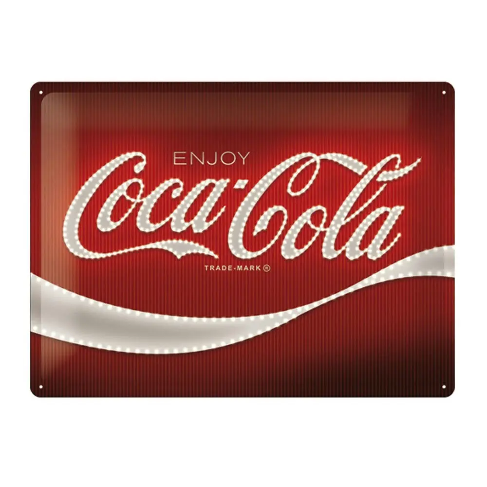 Nostalgic Art 30cm Large Sign Coca Cola Logo Red Lights for Home/Office/Cafe - Home & Garden