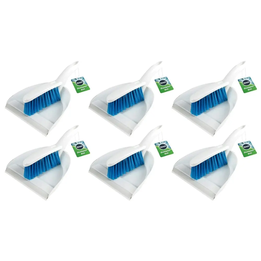 6x kemasi Multipurpose Durable Dust Pan & Brush Set Bathroom Kitchen Cleaning - Home & Garden