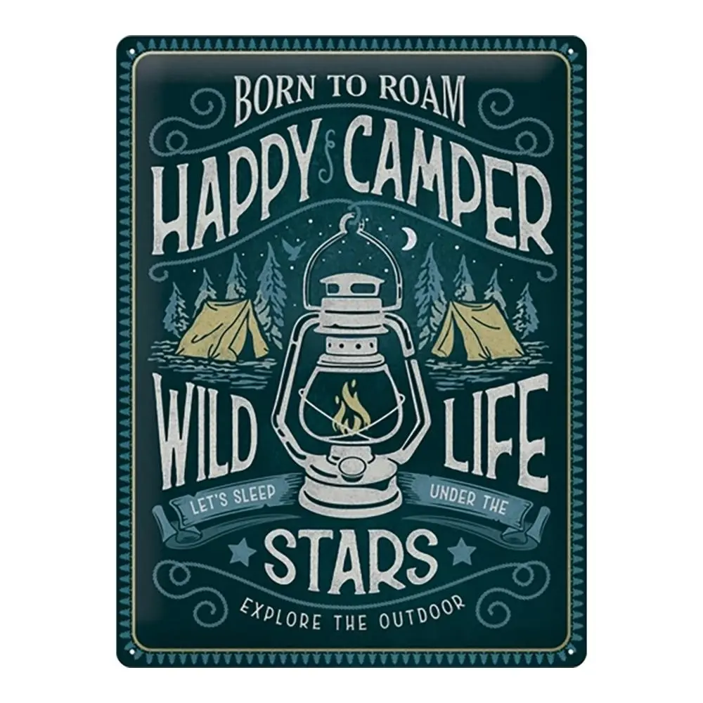 Nostalgic Art Large Metal Sign Happy Camper Home/Office Wall Decor 30x40cm - Home & Garden