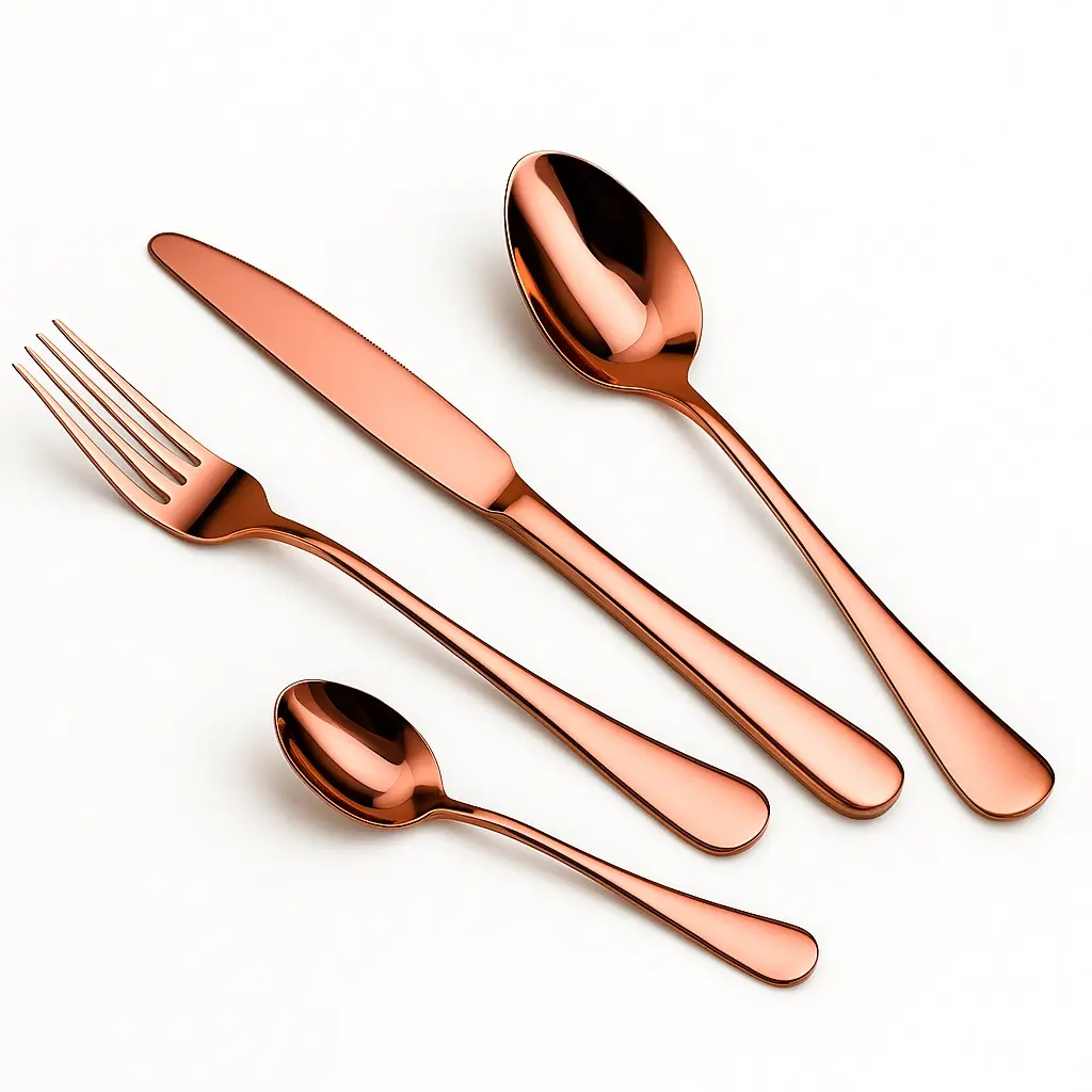 Salesbay Cutlery Set Rose Gold 60 Pcs Stainless Steel Knife Fork Spoon Stylish Teaspoon Kitchen - Home & Garden