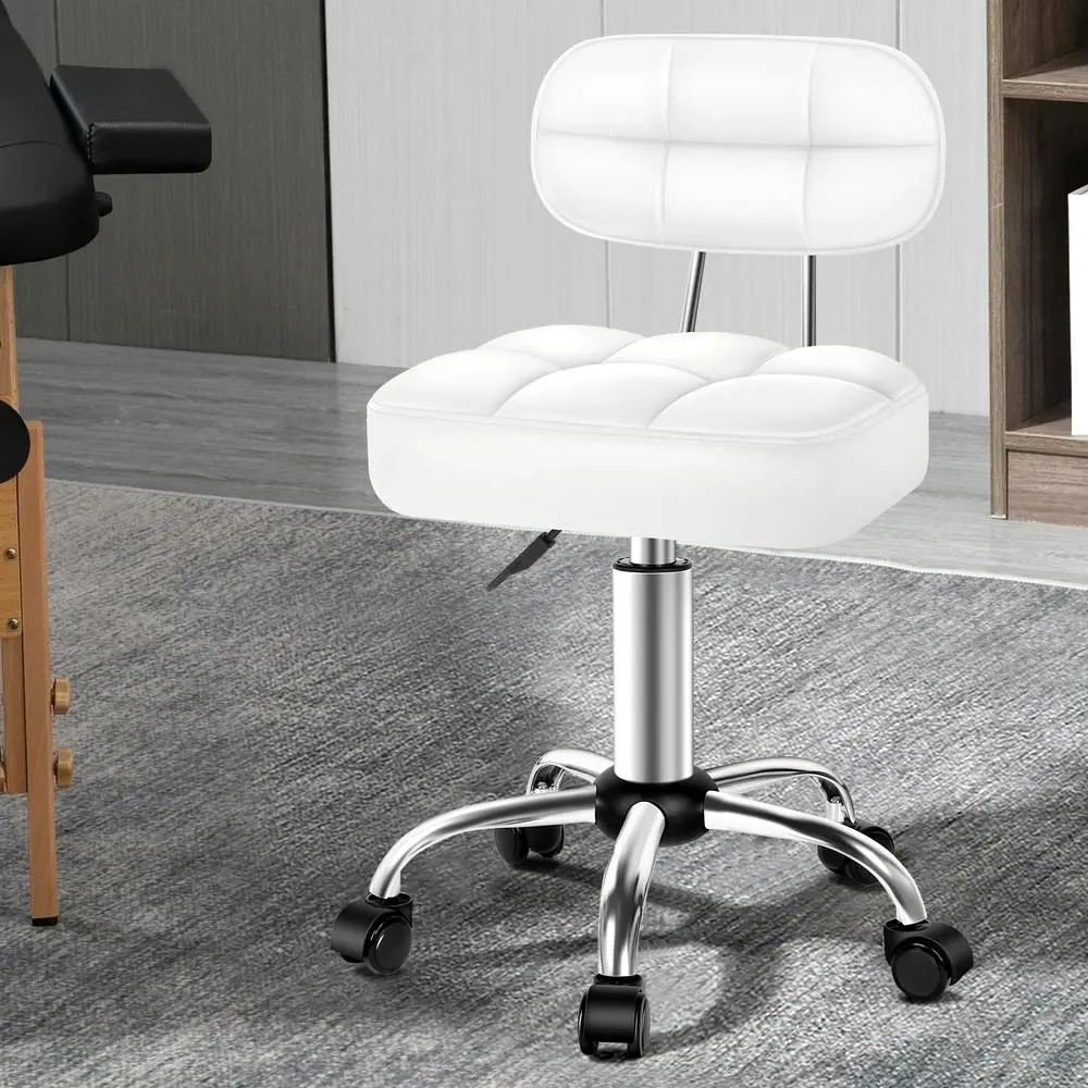 Alfordson Salon Stool Backrest Swivel Barber Hair Dress Chair Tufan White - Commercial