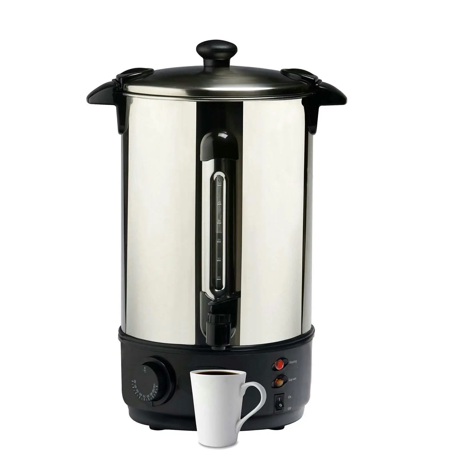 Stainless Steel 10L Hot Water Urn, 2000W & Temperature Control - Hardware