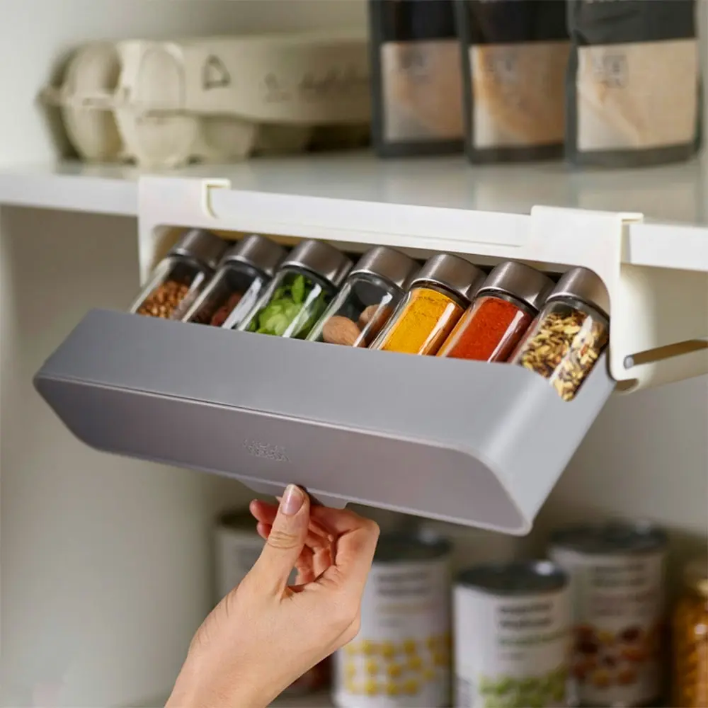 Kitchen Storage Under-Shelf Spice Organizer Seasoning Bottle Storage Rack Set